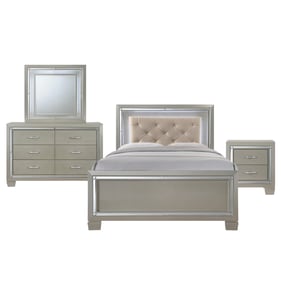 Picket House Glamour Youth Champagne 4pc Bedroom Set with Full Platform Bed