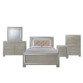 Picket House Glamour Youth Champagne 5pc Bedroom Set with Full Platform Bed