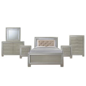 Picket House Glamour Youth Champagne 6pc Bedroom Set with Full Platform Bed