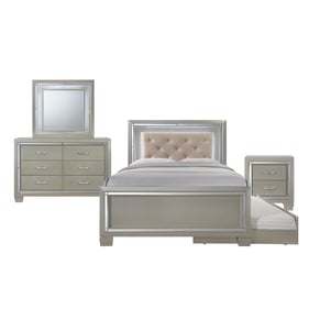 Picket House Glamour Youth Champagne 4pc Bedroom Set with Full Trundle Plat...