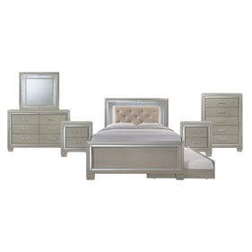 Picket House Glamour Youth Champagne 6pc Bedroom Set with Full Trundle Plat...