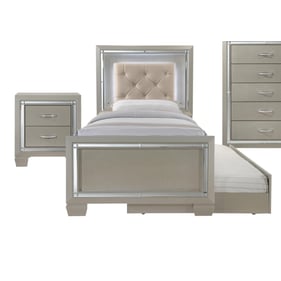 Picket House Glamour Youth Champagne 2pc Bedroom Set with Twin Trundle Plat...