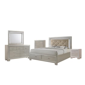 Picket House Glamour Champagne 5pc Bedroom Set with Storage Queen Platform ...