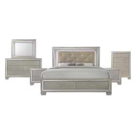 Picket House Glamour Champagne 6pc Bedroom Set with Storage King Platform B...