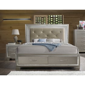 Picket House Glamour Champagne 2pc Bedroom Set with Storage Queen Platform ...