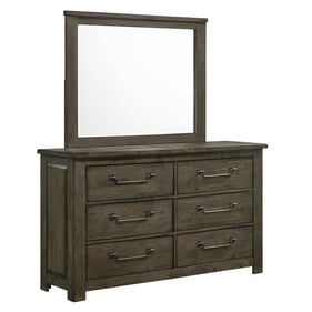 Picket House Memphis Antique Grey Six Drawers Dresser and Mirror Set