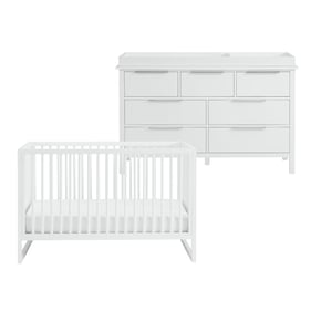 Picket House Maren White Crib and Dresser with topper