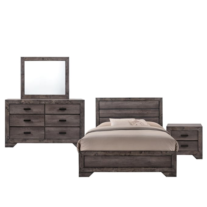 Picket House Grayson Grey Oak 4pc Bedroom Set with King Panel Bed PKT-NH100KB4PC