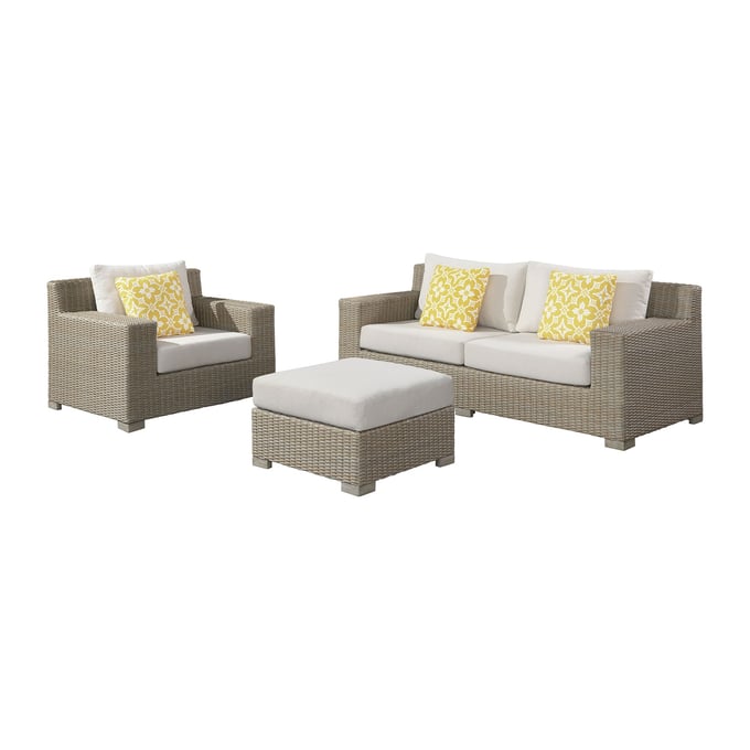 Picket House Camal Tan White Cream 3pc Patio Conversation Set PKT-O-10880-10310-PS-3PC