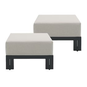 2 Picket House Del Mar Black Beige Outdoor Ottomans