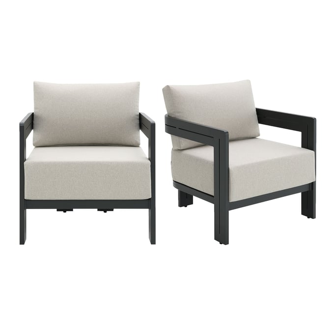 2 Picket House Del Mar Black Beige Outdoor Chairs PKT-O-10910-10340-100