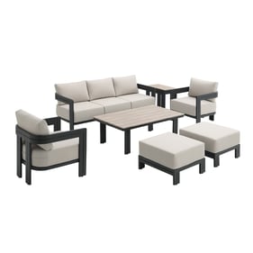 Picket House Del Mar Black Tan Beige 7pc Patio Conversation Set