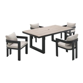 Picket House Del Mar Black Tan Beige 5pc Patio Dining Set