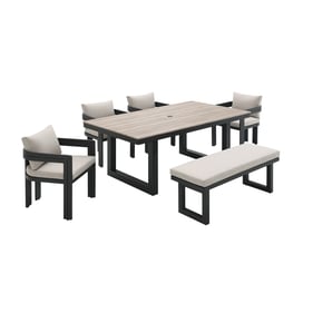 Picket House Del Mar Black Tan Beige 6pc Patio Dining Set