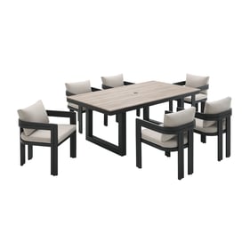 Picket House Del Mar Black Tan Beige 7pc Patio Dining Set