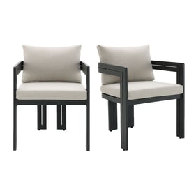 2 Picket House Del Mar Black Beige Outdoor Dining Side Chairs