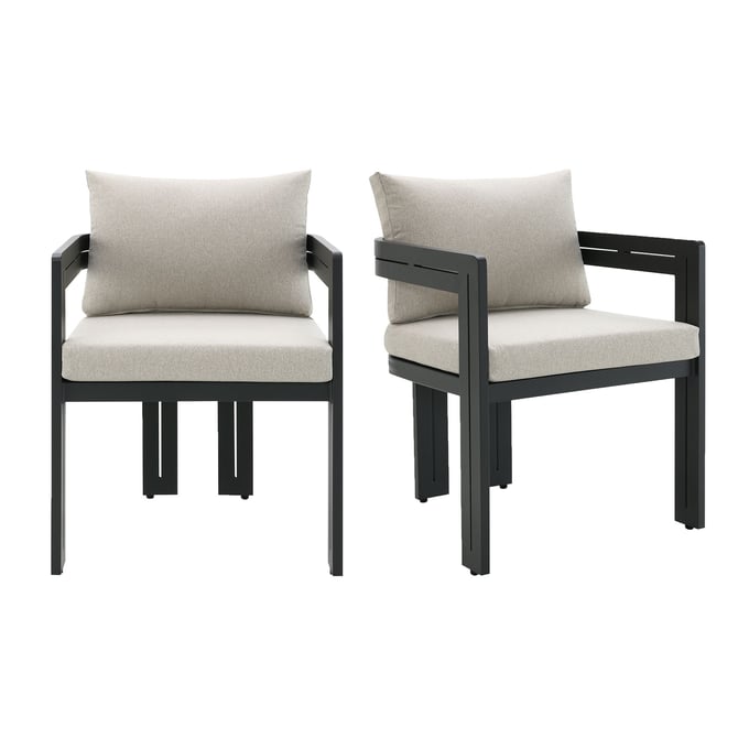 2 Picket House Del Mar Black Beige Outdoor Dining Side Chairs PKT-O-10910-8-SC