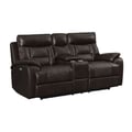 Picket House Furnishings Campo Power Motion Loveseat with Power Motion Head Recliner & Console in Pebble Brown