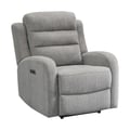 Picket House Furnishings Bexley Power Recliner with Power Motion Head Recliner in Whiskers Nature Grey