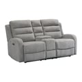 Picket House Furnishings Bexley Power Motion Loveseat with Power Motion Head Recliner & Console in Whiskers Nature Grey