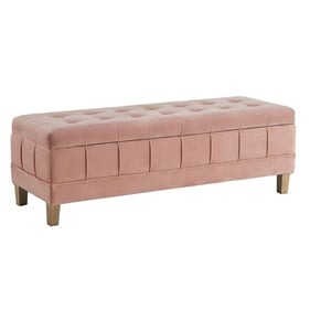 Picket House Jude Blush Fabric Tufted Storage Ottoman