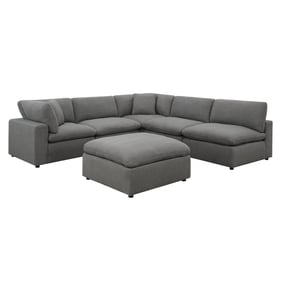 Picket House Haven Charcoal Linen Fabric 6pc Sectional Sofa