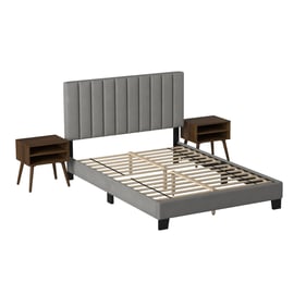 Picket House Colbie Grey Queen Platform Bed with 2 Nightstands