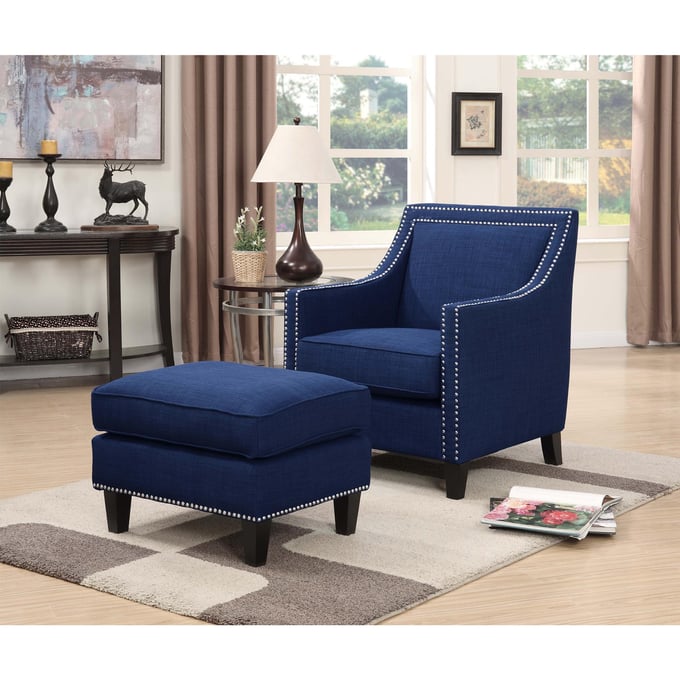 Blue chair deals and ottoman set