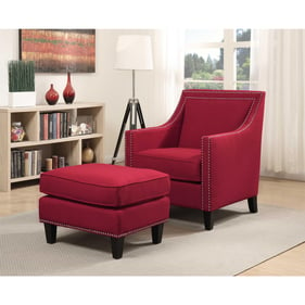 Picket House Emery Berry Fabric Chair and Ottoman Set