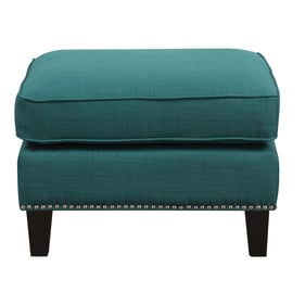 Picket House Emery Teal Fabric Nailhead Ottoman