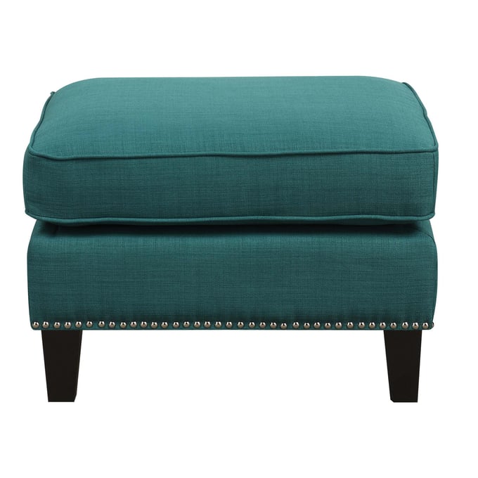 Picket House Emery Teal Fabric Nailhead Ottoman PKT-UER087000CA