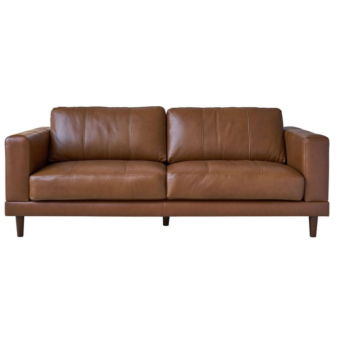 Picket House Hanson Tan Leather Sofa PKT-UHT3783300