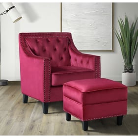 Picket House Teagan Red Fabric Chair and Ottoman Set