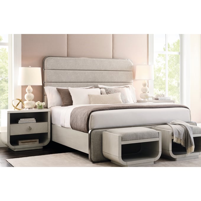 Pulaski Brighton Gray White 2pc Bedroom Set with King Bed and Accent Nightstand PLF-P378-BR-S8