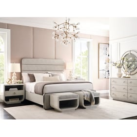 Pulaski Brighton Gray White 4pc Bedroom Set with King Bed and Accent Nights...