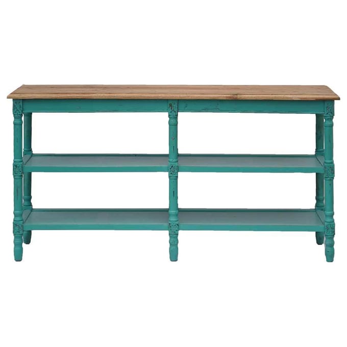 Primitive Collections Emerald Bay Turquoise Console Table PMT-PC20120902610