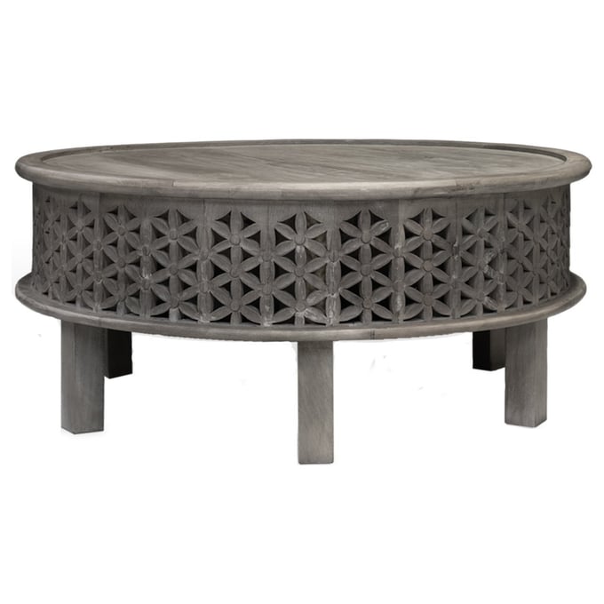 Primitive Collections Fleur Gray Coffee Table PMT-PCFLR10