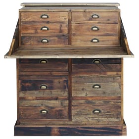 Primitive Collections Salvaged Brown Pine Secretary Chest