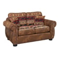 Porter Designs Hunter Wildlife Pattern Reversible to Leather-Look Loveseat, Brown