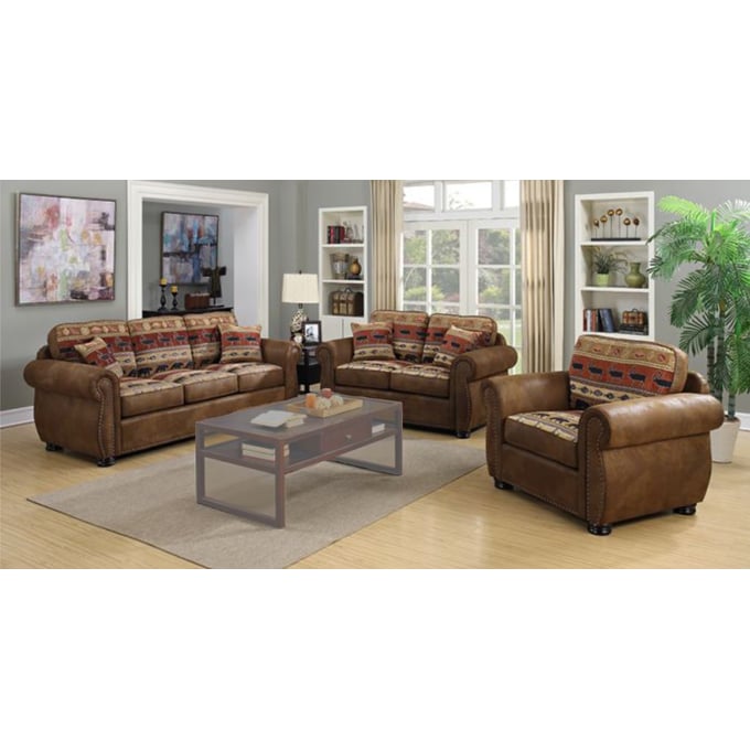 Porter Designs Hunter Brown 3pc Living Room Set PORT-01-33C-8020-LR-S1