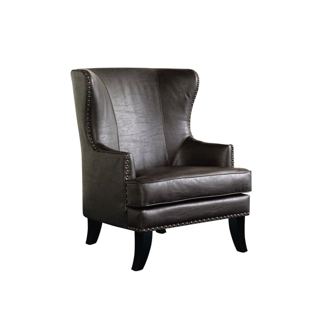 Porter Designs Grant Brown Wingback Accent Chair PORT-02-201-06-566