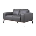 Porter Designs Pietro Top Grain Leather Loveseat, Gray