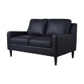 Porter Designs Lazio High Quality Leather Loveseat, Black