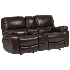 Porter Designs Ramsey Brown Leather Reclining Console Loveseat