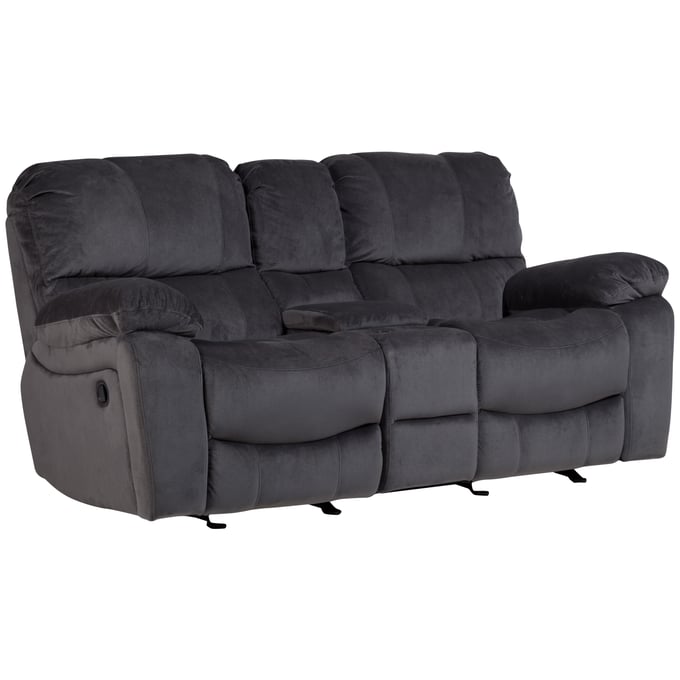 Porter Designs Ramsey Gray Microfiber Reclining Console Loveseat PORT-03-112C-02-6014