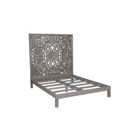 Porter Designs Mandala Gray Carved Motif Queen Bed