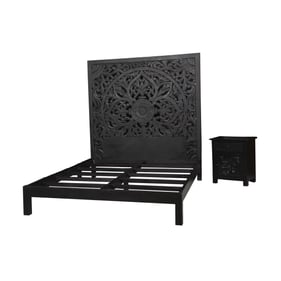 Porter Designs Bali Black 2pc Bedroom Set With Queen Bed