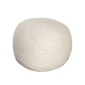 Diamond Sofa White Round Pouf Ottoman