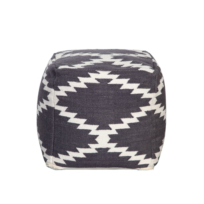 Diamond Sofa Black White Square Pouf Ottoman DMND-POUFSZZ