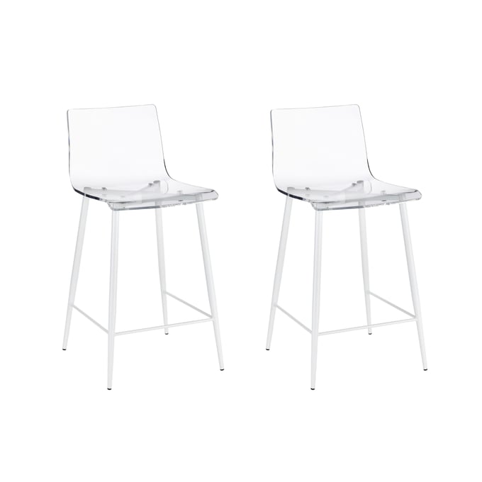 2 Progressive Furniture A La Carte White Acrylic Counter Stools PRG-A626-43W